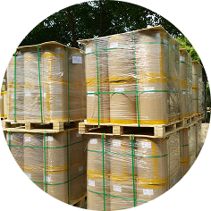 Palletized products ready for global shipping